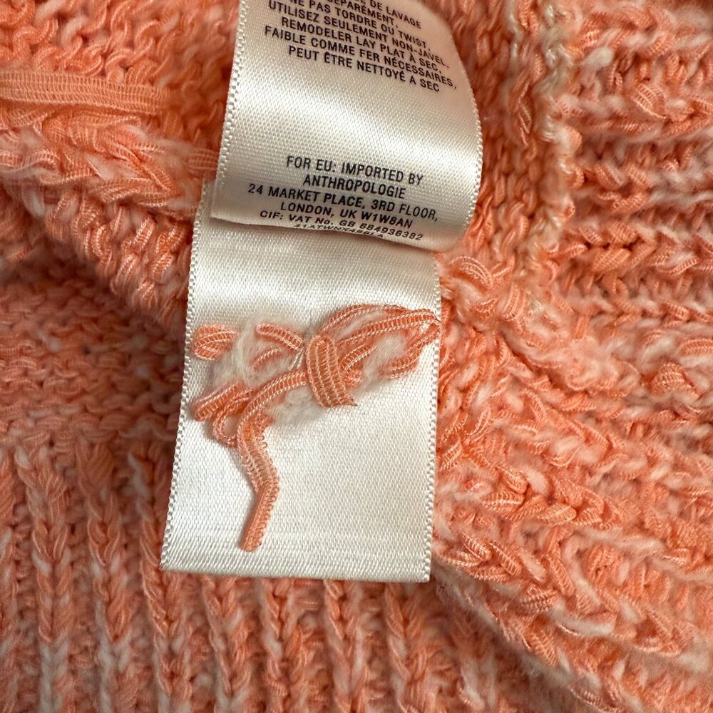 Anthropologie Moth Open Front Wrap Sweater Wool Blend Coral Long Sleeves Size SP - Picture 4 of 10